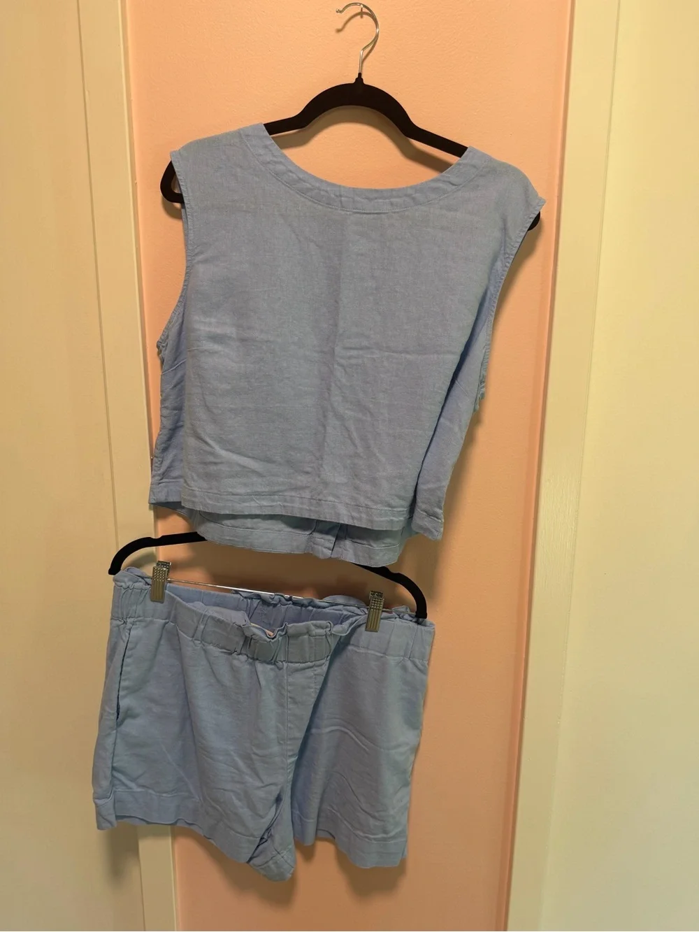 a new day Light Blue Crop Tank Top & Shorts Set